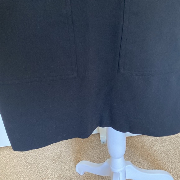 J. Crew Black Sheath Midi Dress. Gold zippers on Chest and Hips. Size 2. - Picture 8 of 13